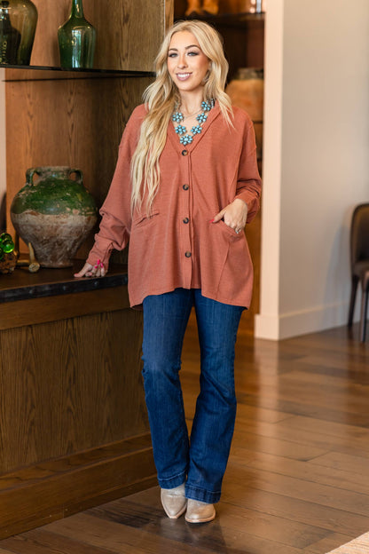 Two-Tone Charm Cardigan: Magenta / S