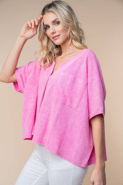 T25199 Half Sleeve Solid Knit Top