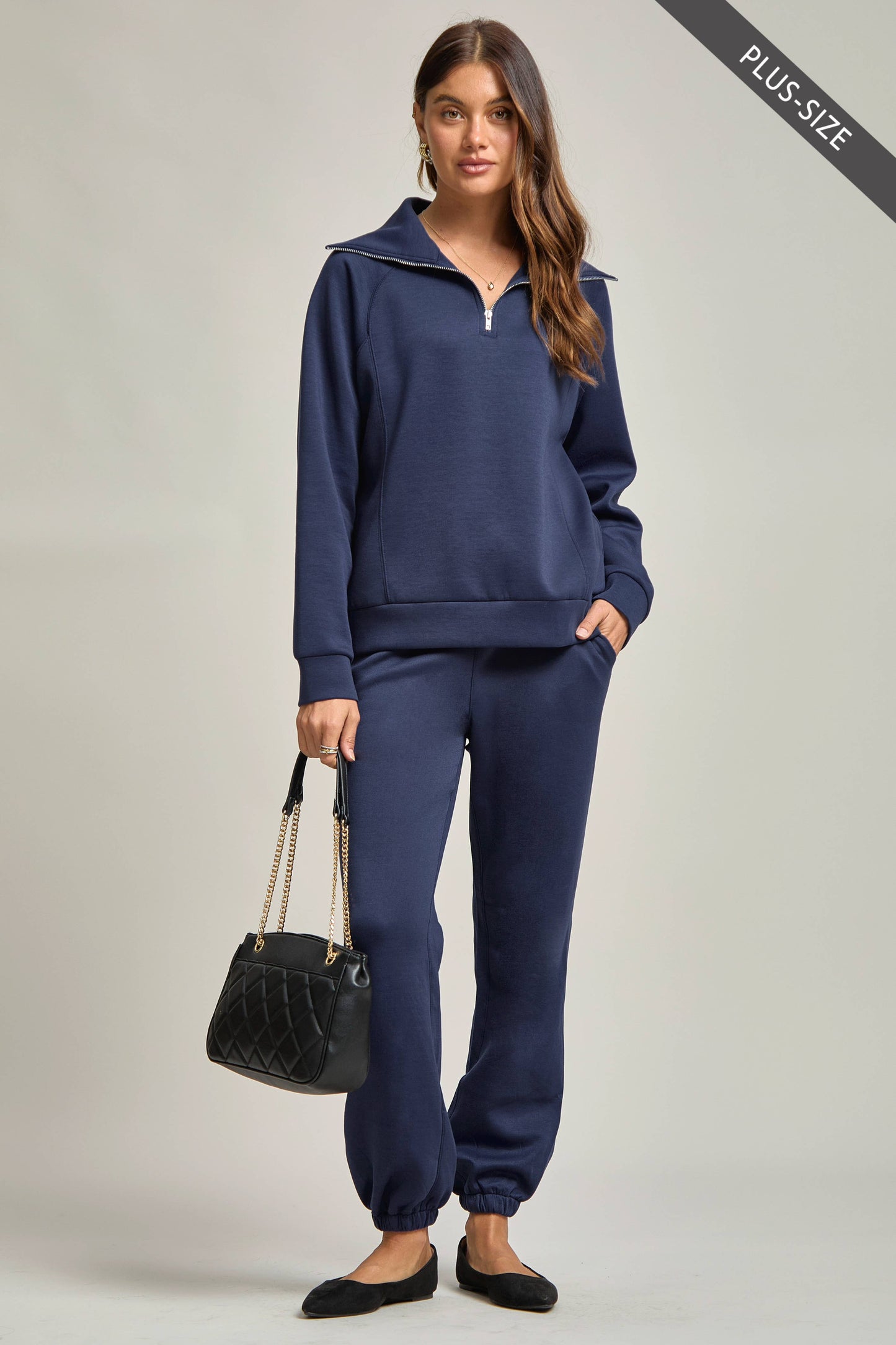 PLUS SIZE Quarter Zip Pullover + Jogger Modal Travel Set