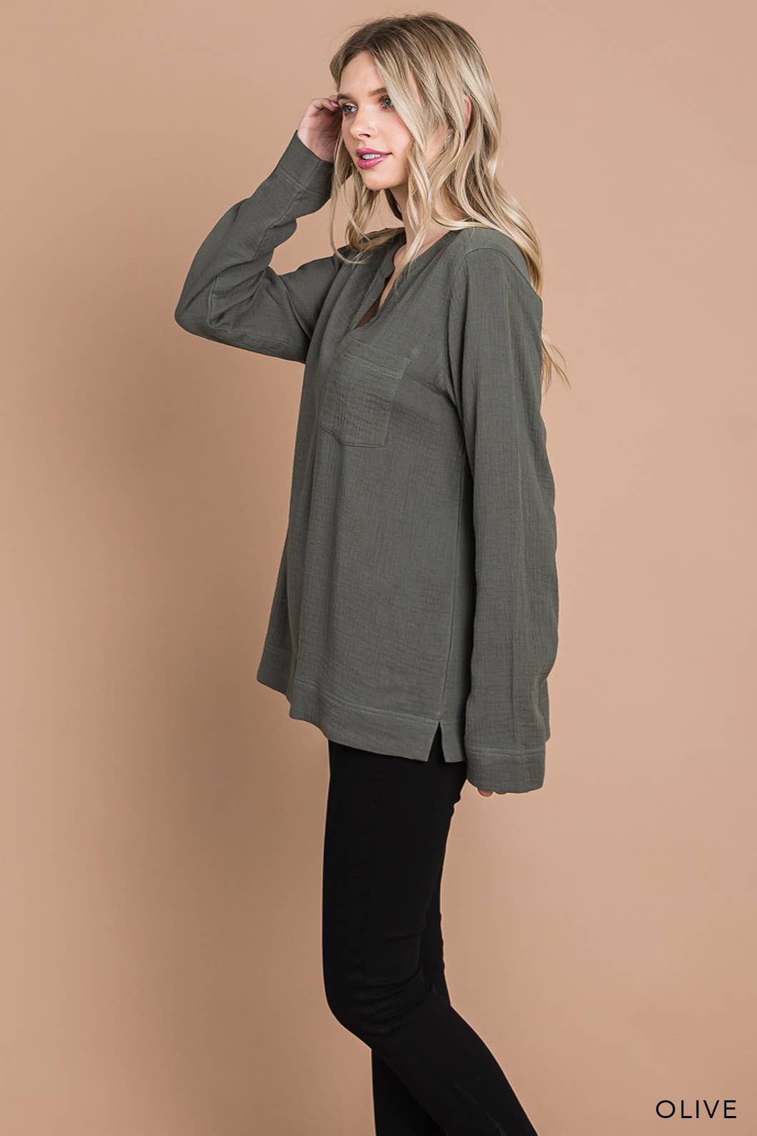 63165W - Fall/Winter Long Sleeve Cotton Gauze Top