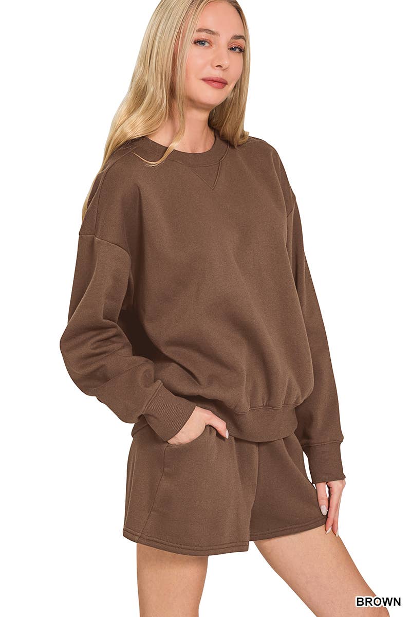 Fleece Sweatshirts & Shorts Set