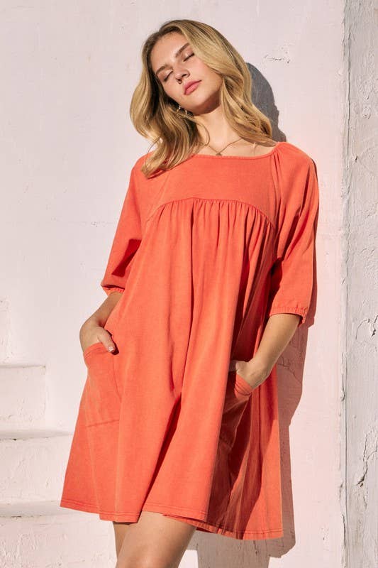 Washed Solid Mini Dress