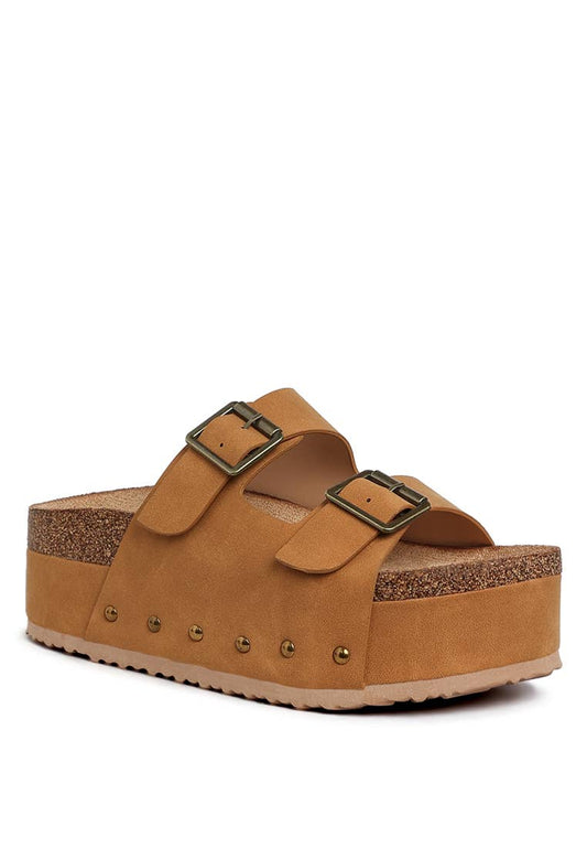Impala Studded Faux Leather Slip Ons: Tan / US-9 / UK-7 / EU-40