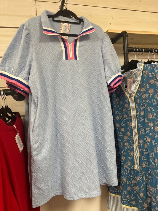 TEXTURED ABOUT BLUE DRESS