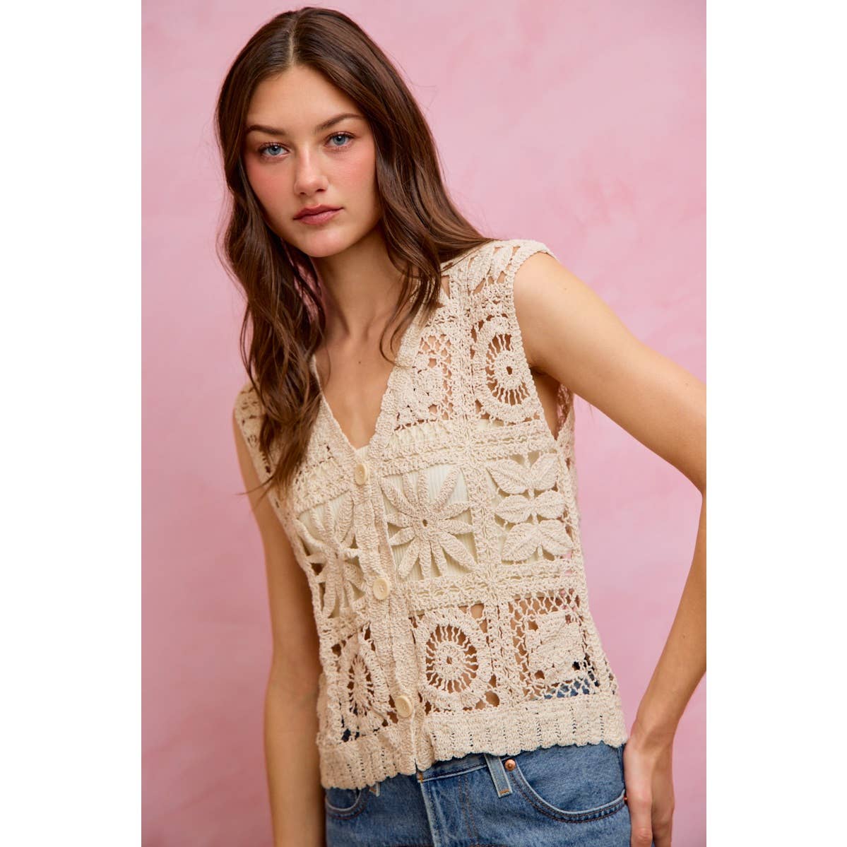 SUMMER CROCHET PATTERNED SLEEVELESS VEST TOP