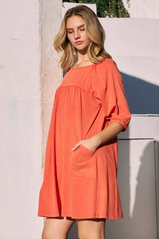 Washed Solid Mini Dress