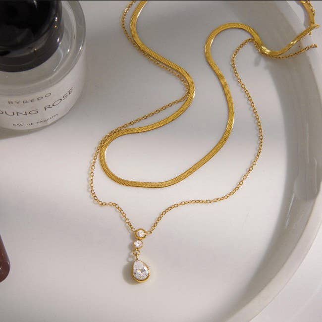 18K STAINLESS STEEL TARNISH FREE LAYERED NECKLACE | 40NK9691