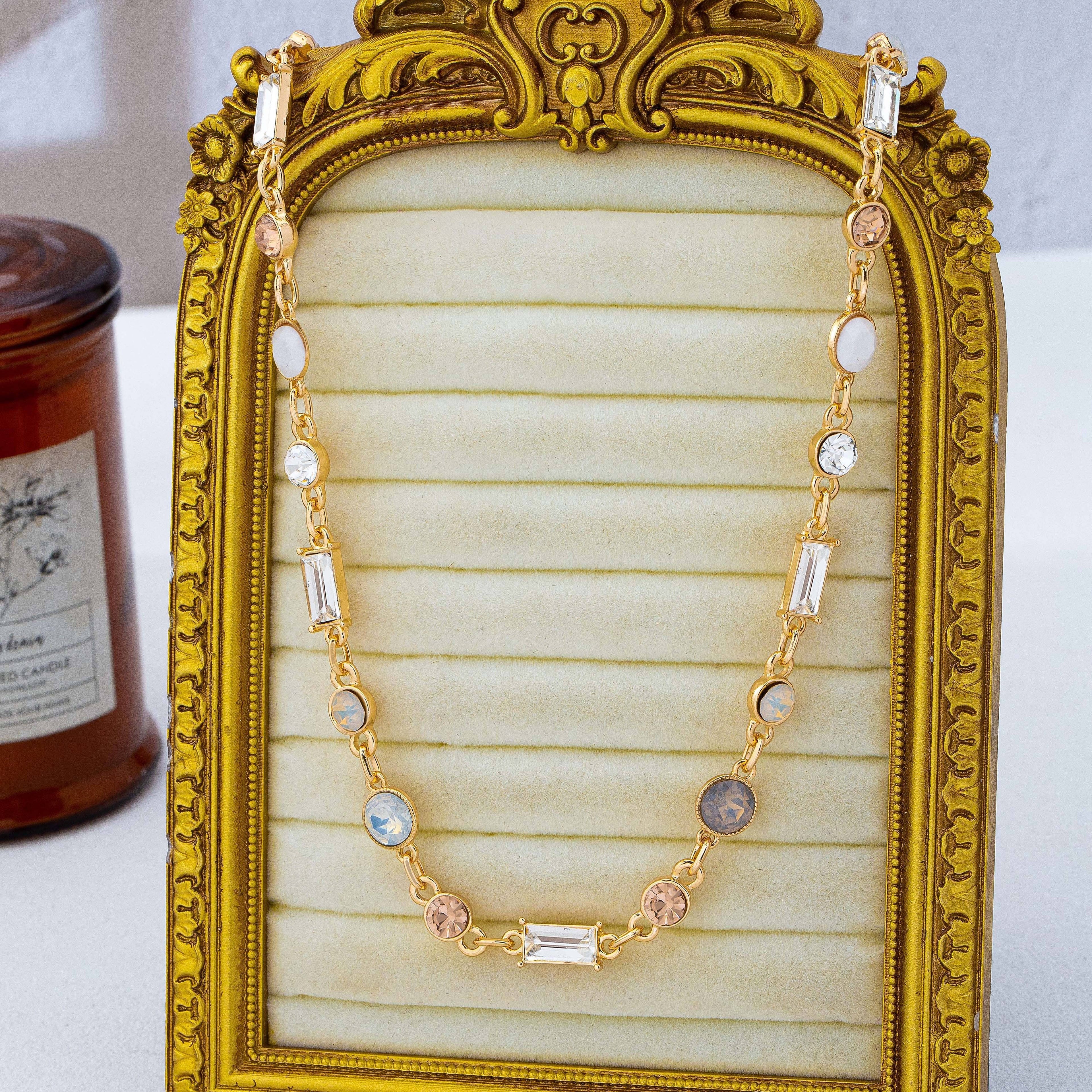 Mixed-Cut Crystal Station Statement Necklace | 80N93306