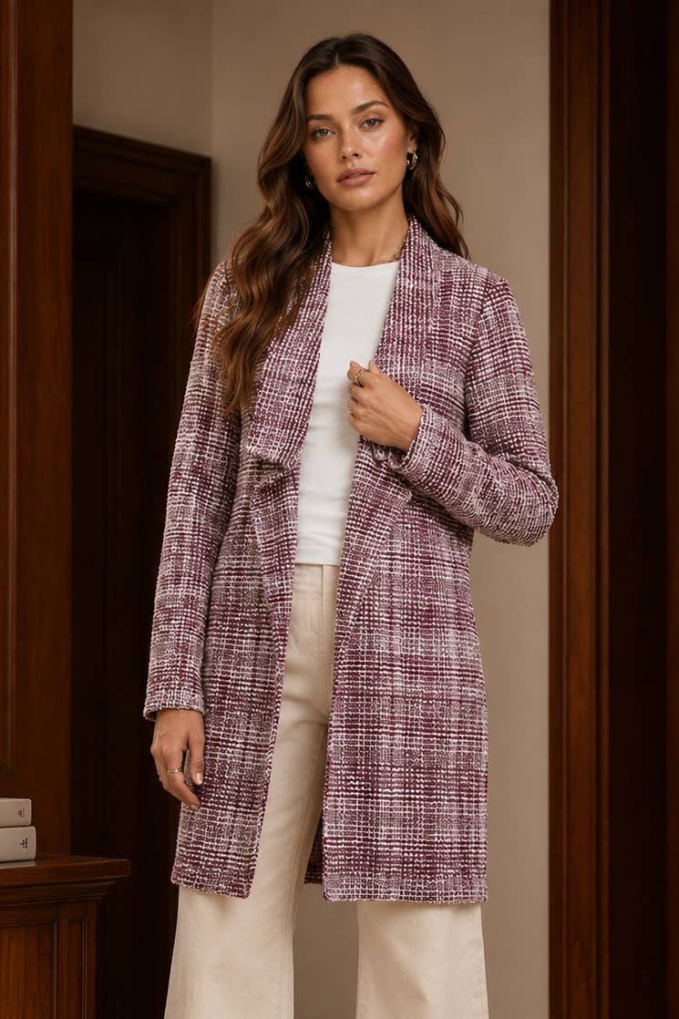 Open Front Midi Blazer