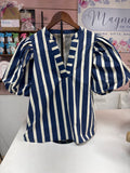 V NECK PUFF SLEEVE TOP