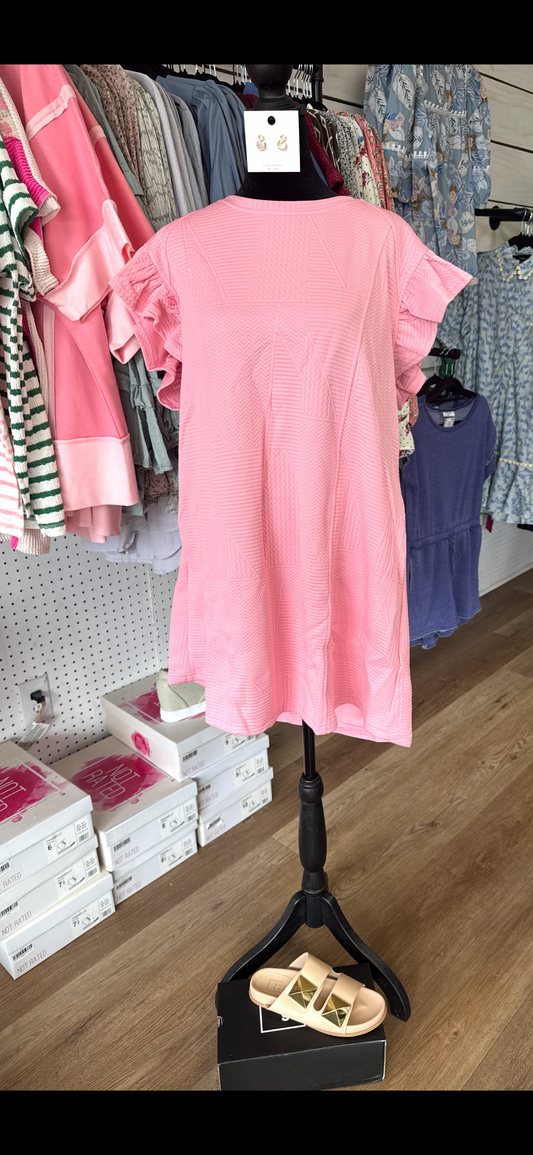 PRETTY IN PINK TEXTURED DRESS