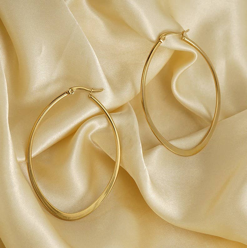 18K STAINLESS STEEL WATERPROOF TARNISH FREE HOOPS | 40E417
