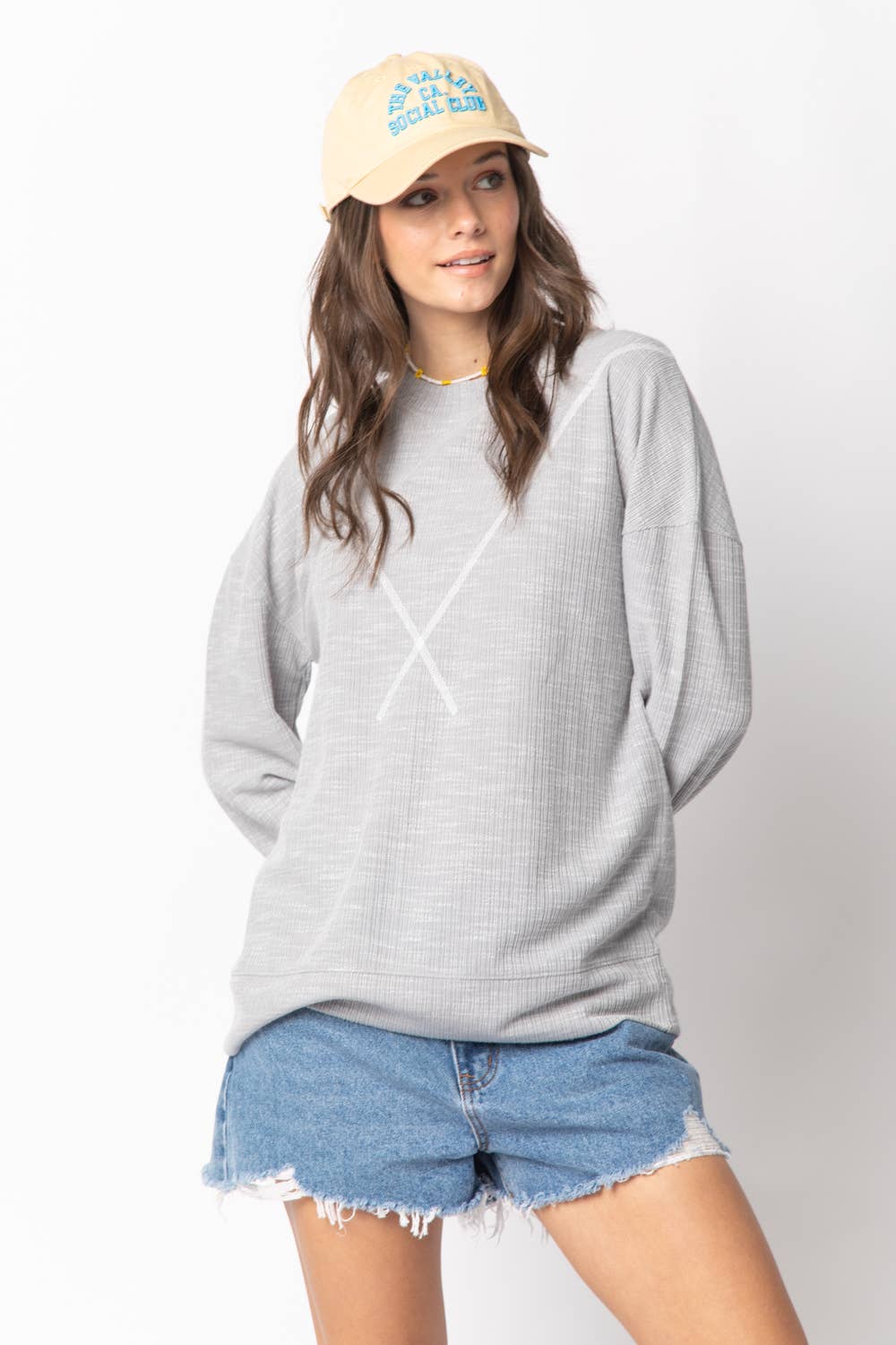NT10897-Ribbed Knit V Stitch Top
