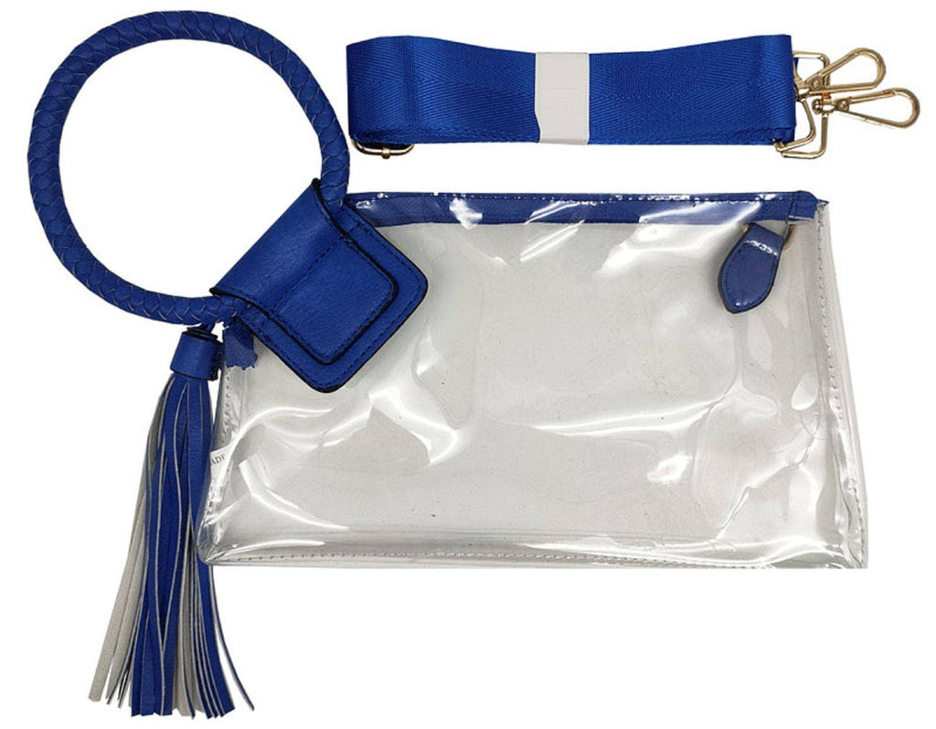 AD205T See Through Clear Cuff Handle Tassel Wristlet Crossbody