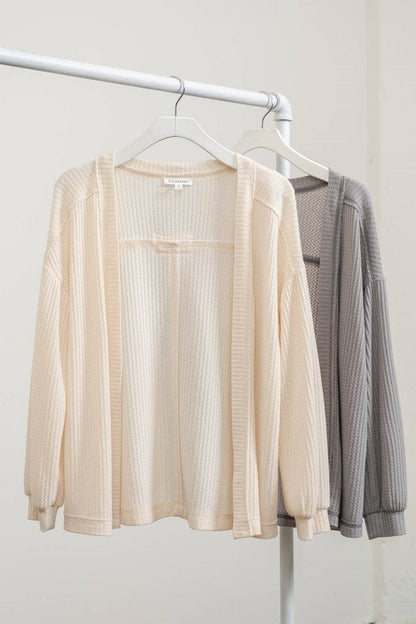 REVERSE STITCHED OPEN FRONT CARDIGAN