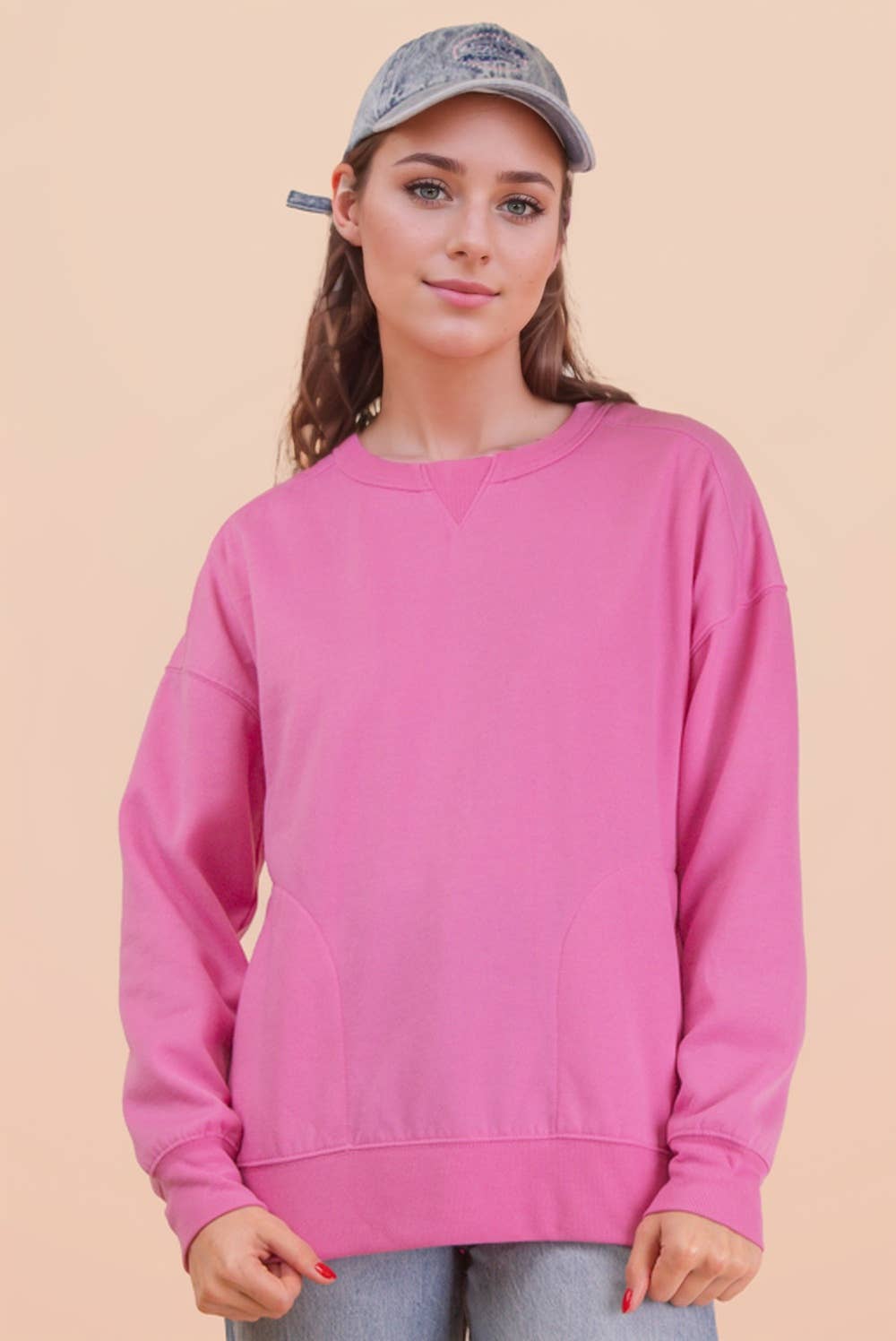 NT12385-Oversized Casual Comfy Solid Knit Top