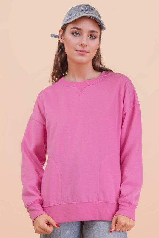 NT12385-Oversized Casual Comfy Solid Knit Top