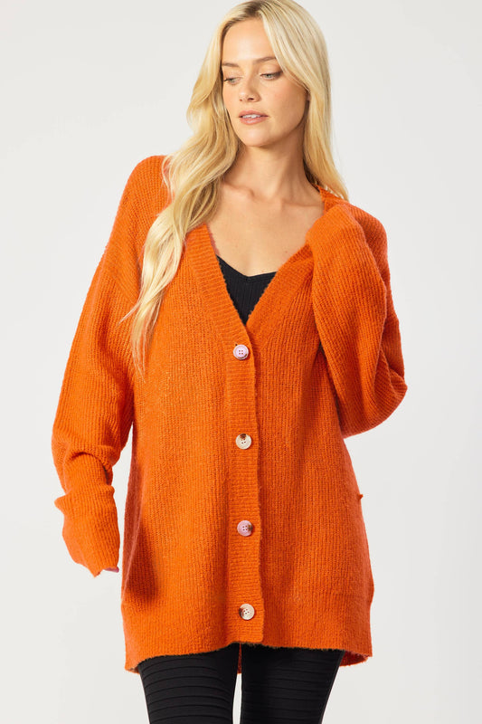 SW5004-B - BUTTON DOWN SWEATER CARDIGAN