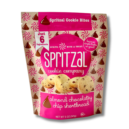 Almond Chocolate Chip Shortbread Cookie Bites 5oz- Case of 8