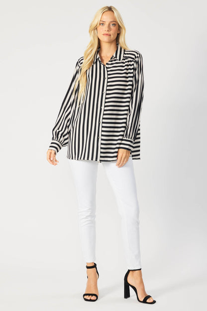 IT3857 - STRIPED BUTTON DOWN BLOUSE