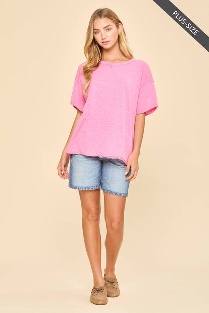 PLUS SIZE Short Sleeve Cotton Top