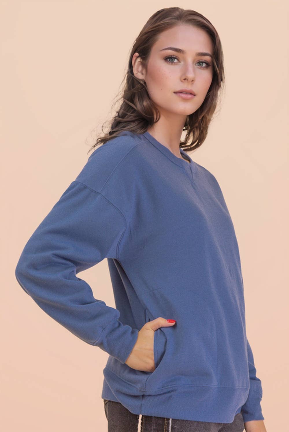 NT12385-Oversized Casual Comfy Solid Knit Top