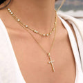18K STAINLESS STEEL TARNISH FREE CROSS NECKLACE | 40NK9726