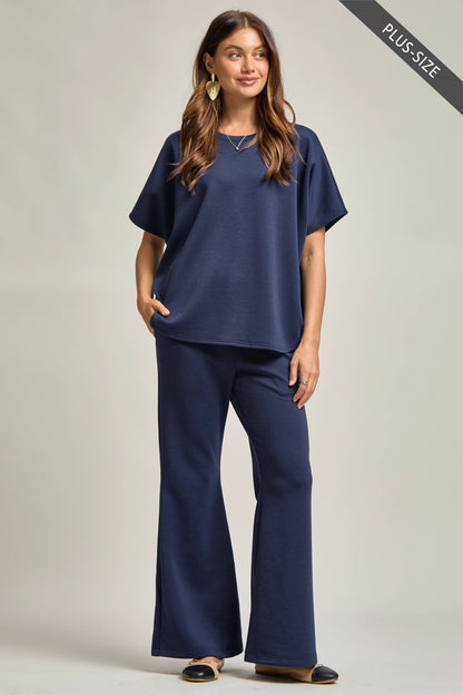 PLUS SIZE Poncho Top + Bell Bottom Modal Set