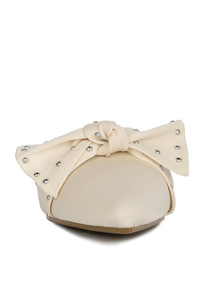 Makeover Studded Bow Flat Mules: BLACK / 10US