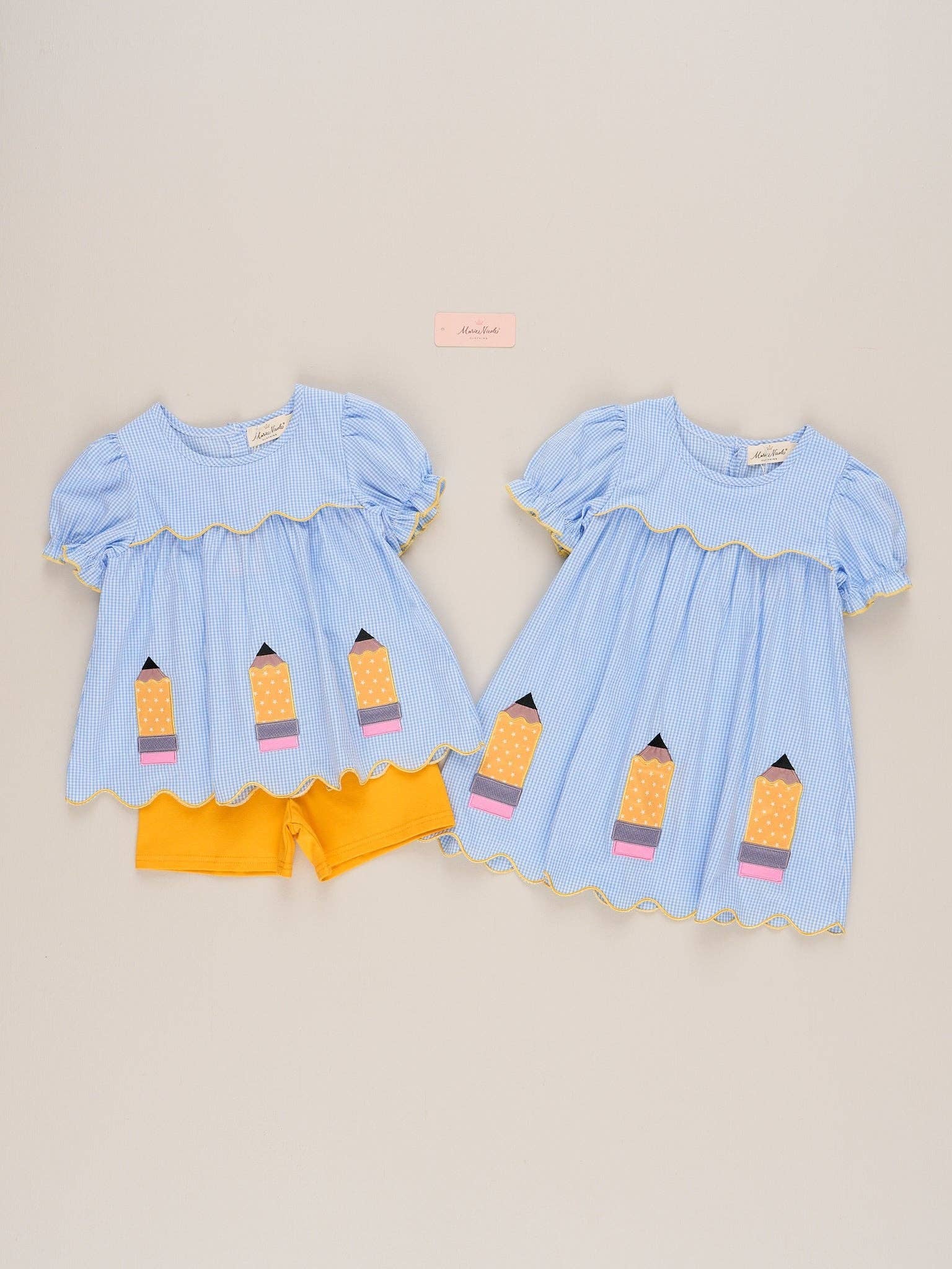 Scallop Hem Embroidered Pencils 100% Cotton Dress