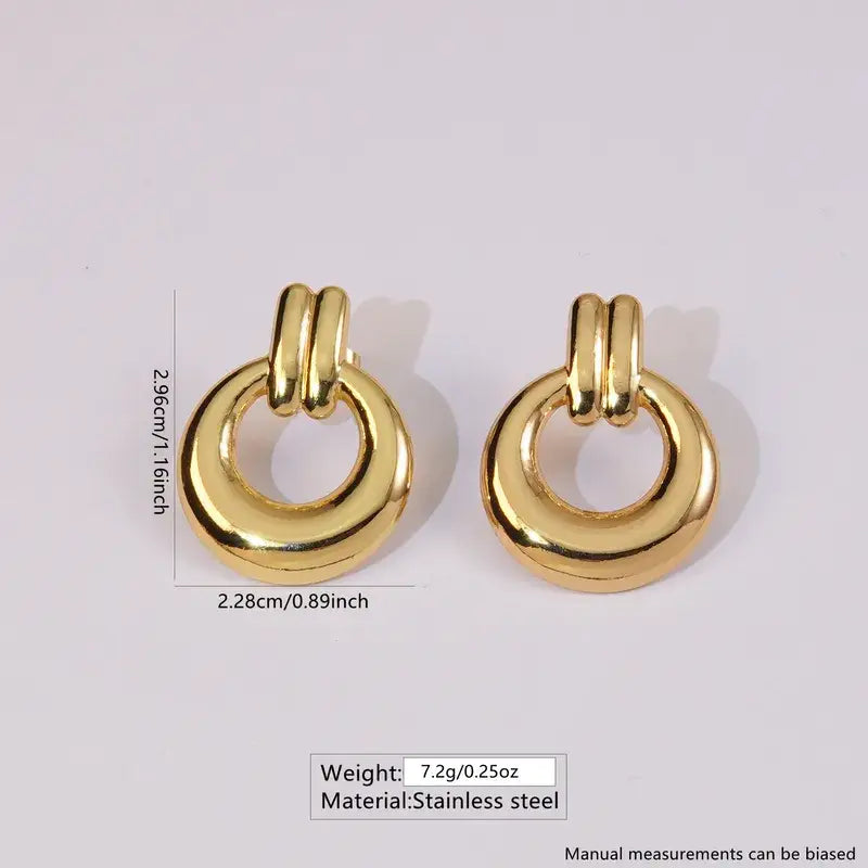 18K Gold Plated Round Hoop Earring Chunky Jewelry