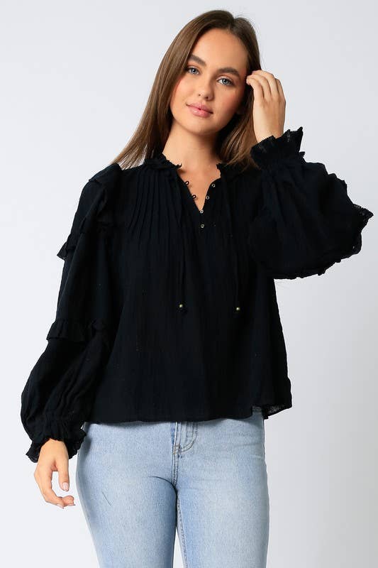 Ruffle Sleeve Cotton Top