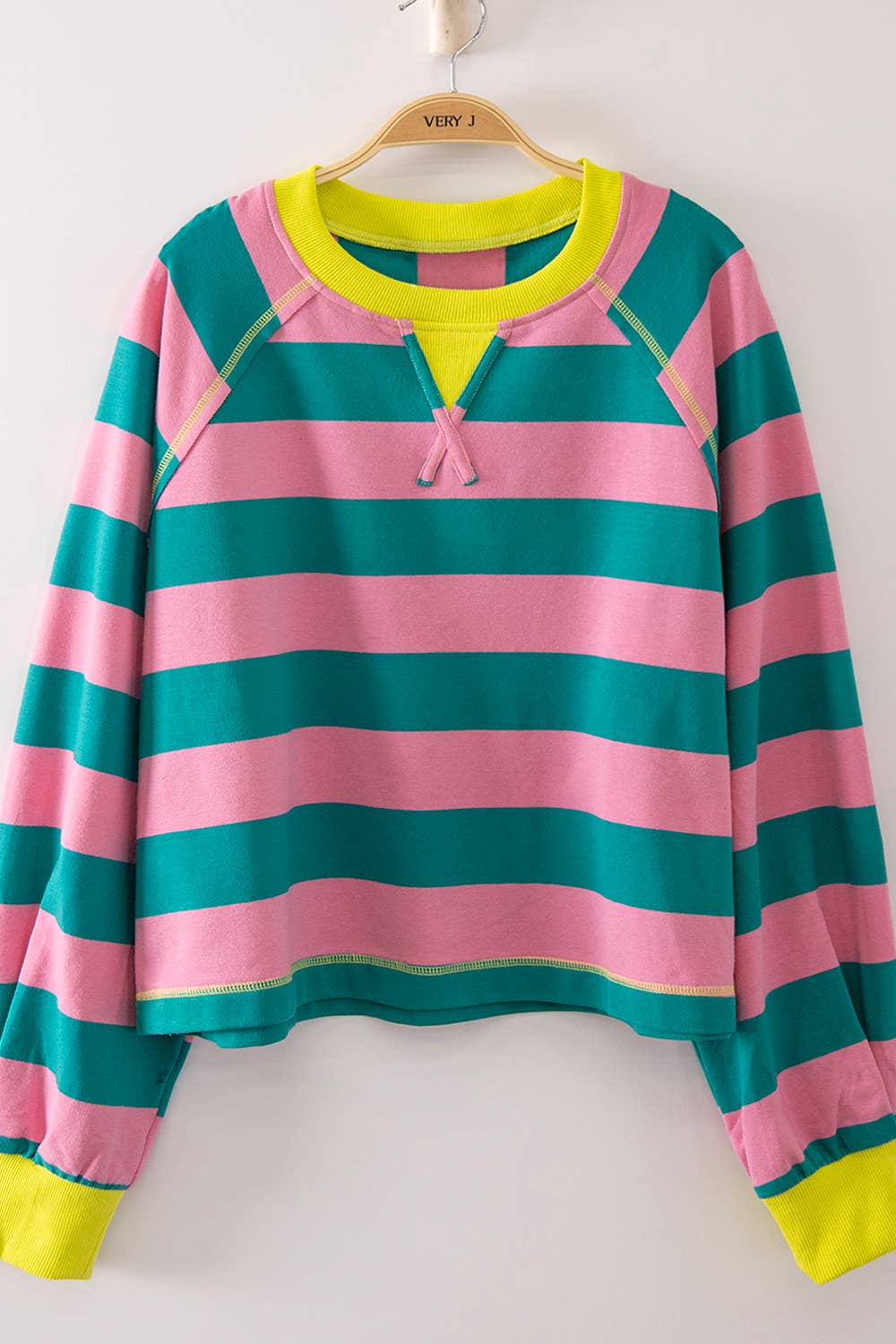 NT12828-Casual Stripe Cropped Top