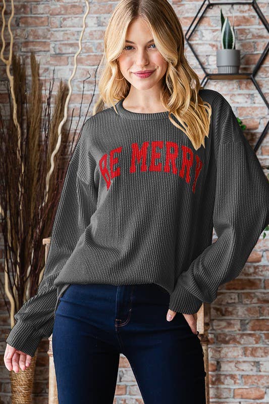 ET7449-12 URBAN RIB RIBBED CHRISTMAS TOP
