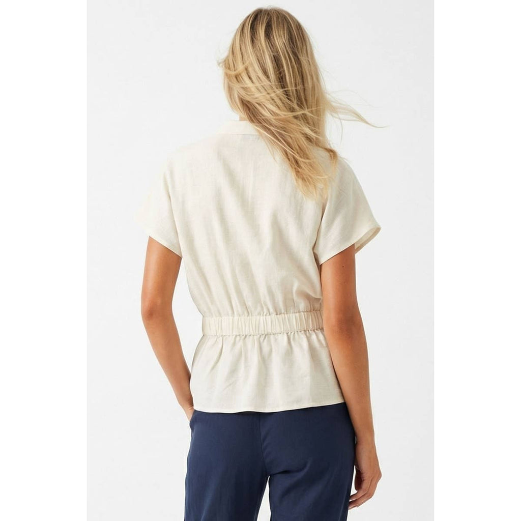 Linen Rope Tie Waist Blouse