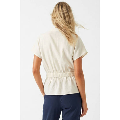 Linen Rope Tie Waist Blouse