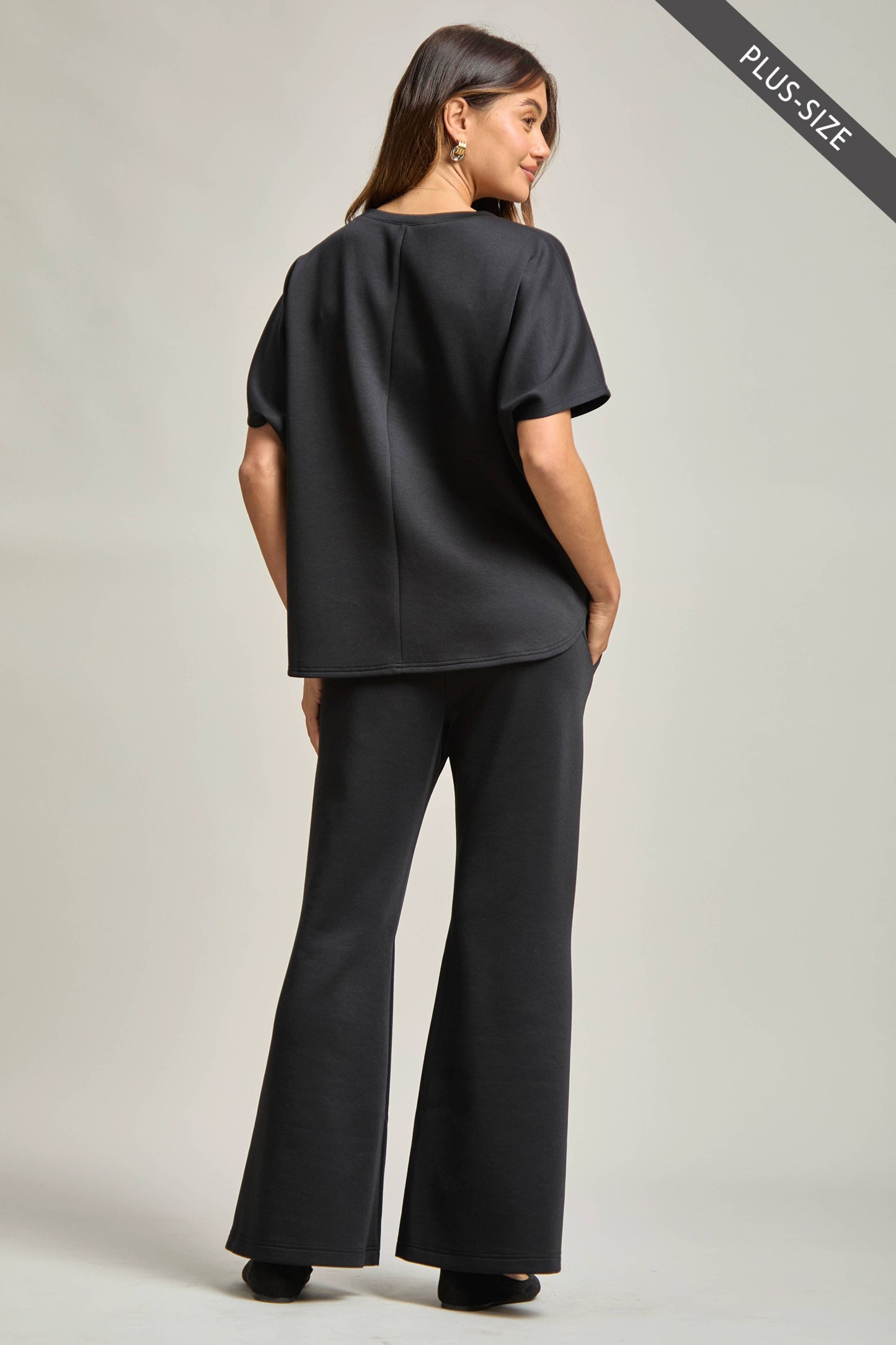 PLUS SIZE Poncho Top + Bell Bottom Modal Set