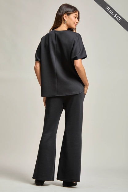 PLUS SIZE Poncho Top + Bell Bottom Modal Set