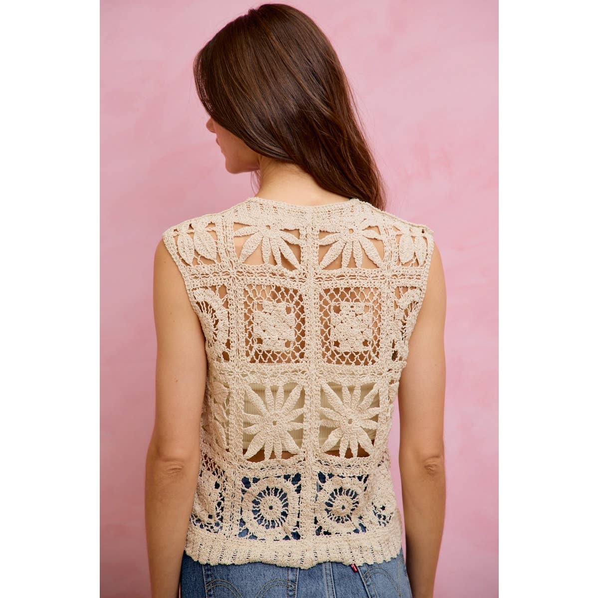 SUMMER CROCHET PATTERNED SLEEVELESS VEST TOP