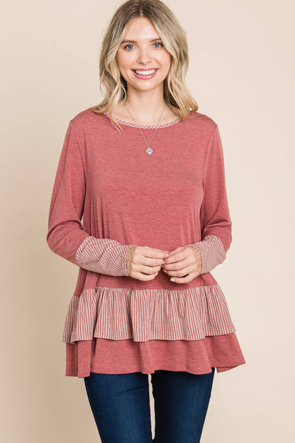 ETK-8635-PL Plus Size Tiered Babydoll Top