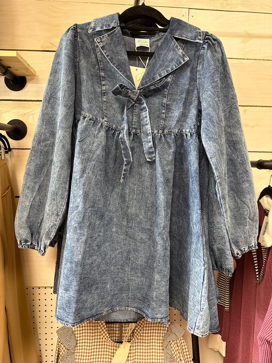 DENIM BOW DRESS