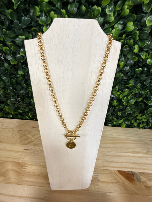 INITIAL GOLD DISK NECKLACE