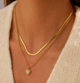 18K STAINLESS STEEL TARNISH FREE HEART NECKLACE | 40NK9732