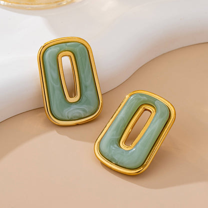 Enamel Rectangle Cutout Stud Earrings Set | 80E61642