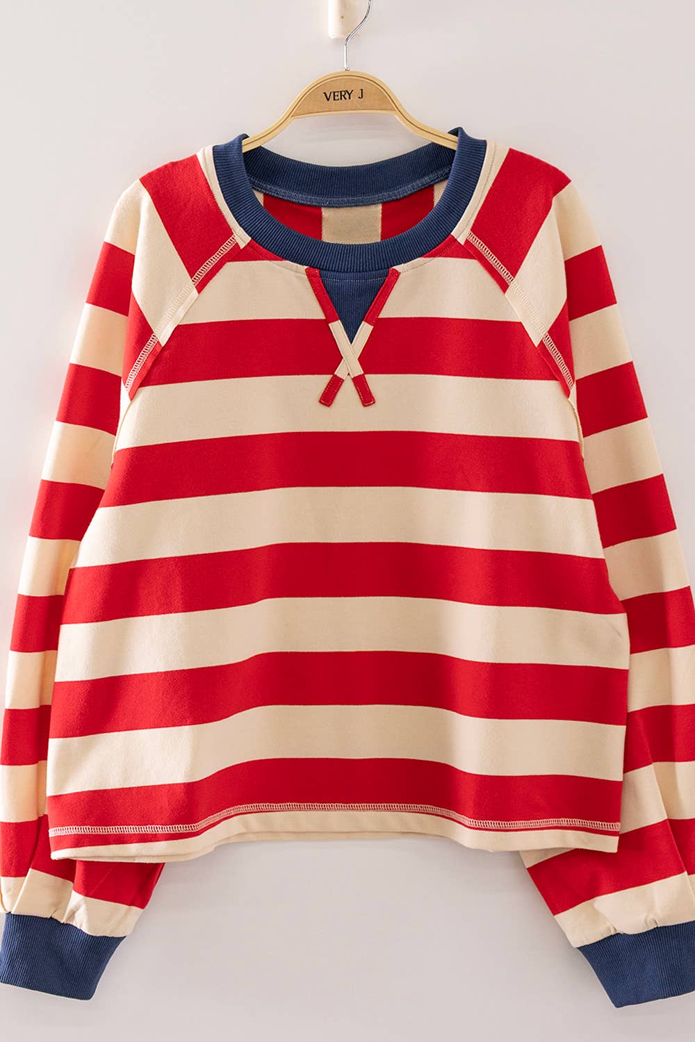 NT12828-Casual Stripe Cropped Top