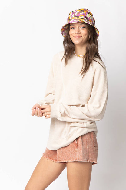 NT10897-Ribbed Knit V Stitch Top