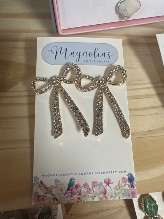 SPARKLE AND SHINE BOW EARRINGS