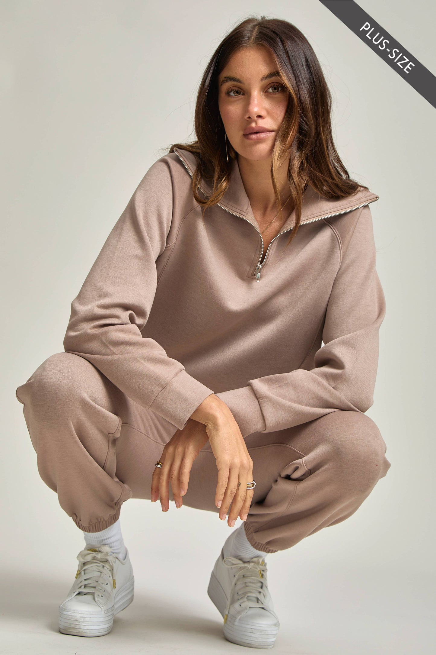 PLUS SIZE Quarter Zip Pullover + Jogger Modal Travel Set