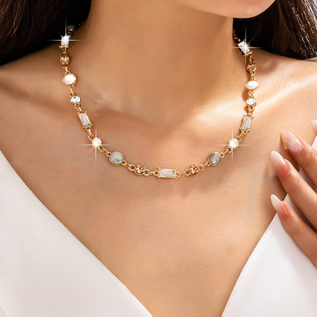 Mixed-Cut Crystal Station Statement Necklace | 80N93306