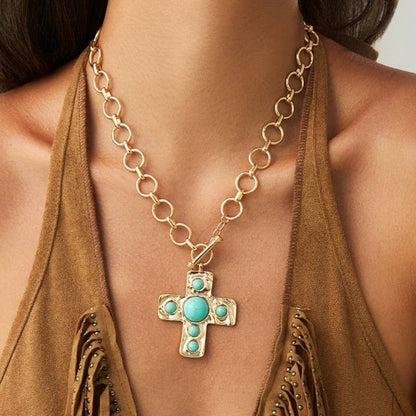 NOTABLE HAMMERED CROSS FRONT TOGGLE NECKLACE | 40NK9600